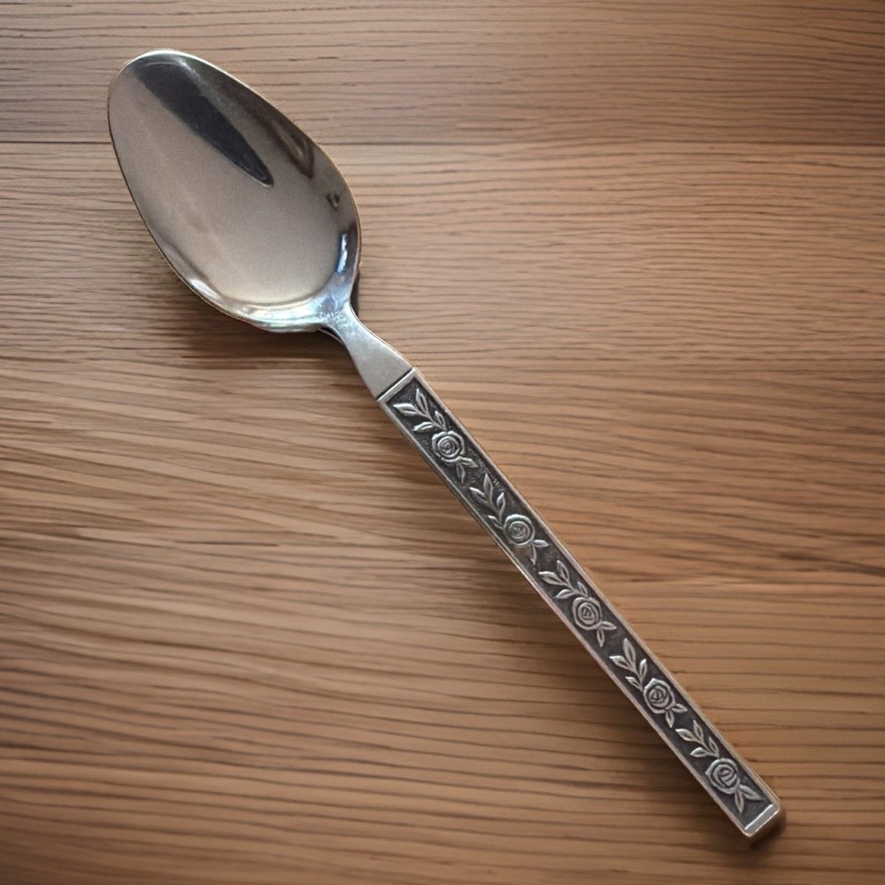 Vintage Interpur Japan Mexicaly Rose Stainless Steel Teaspoon Flatware